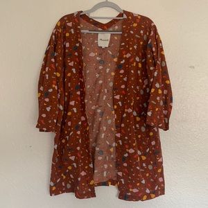 Madewell Orange Patterned Kimono Cardigan